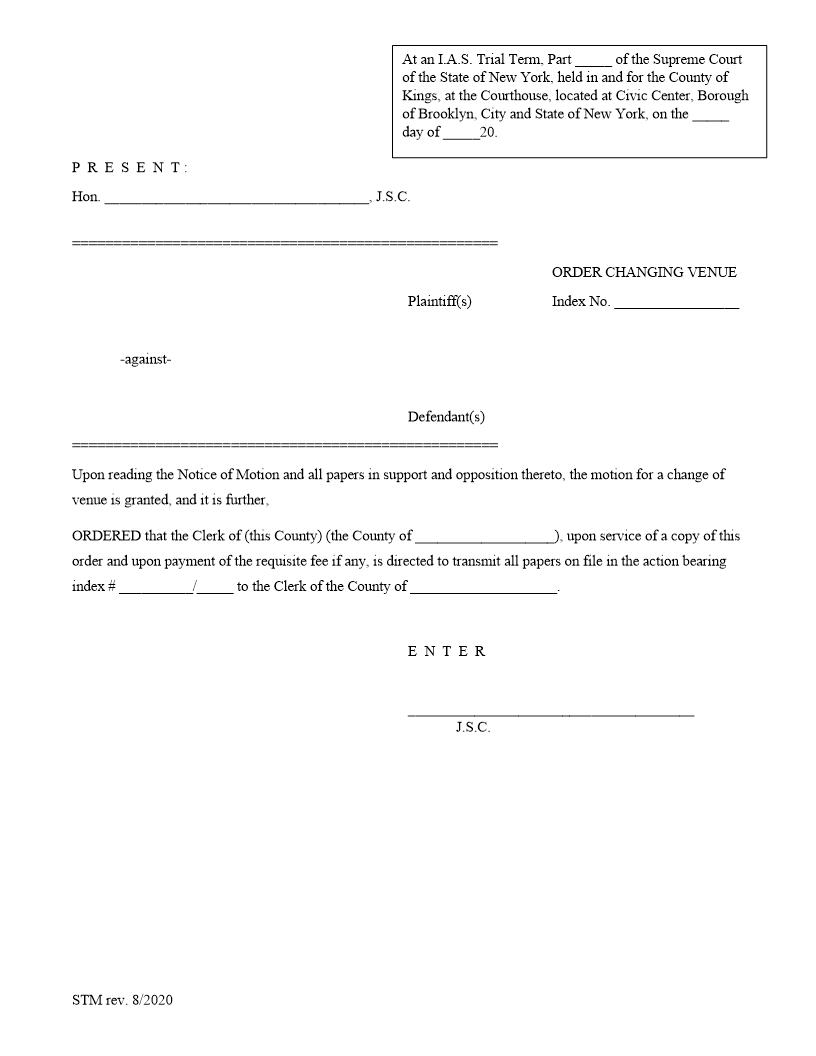 Order Changing Venue | Pdf Fpdf Docx | New York