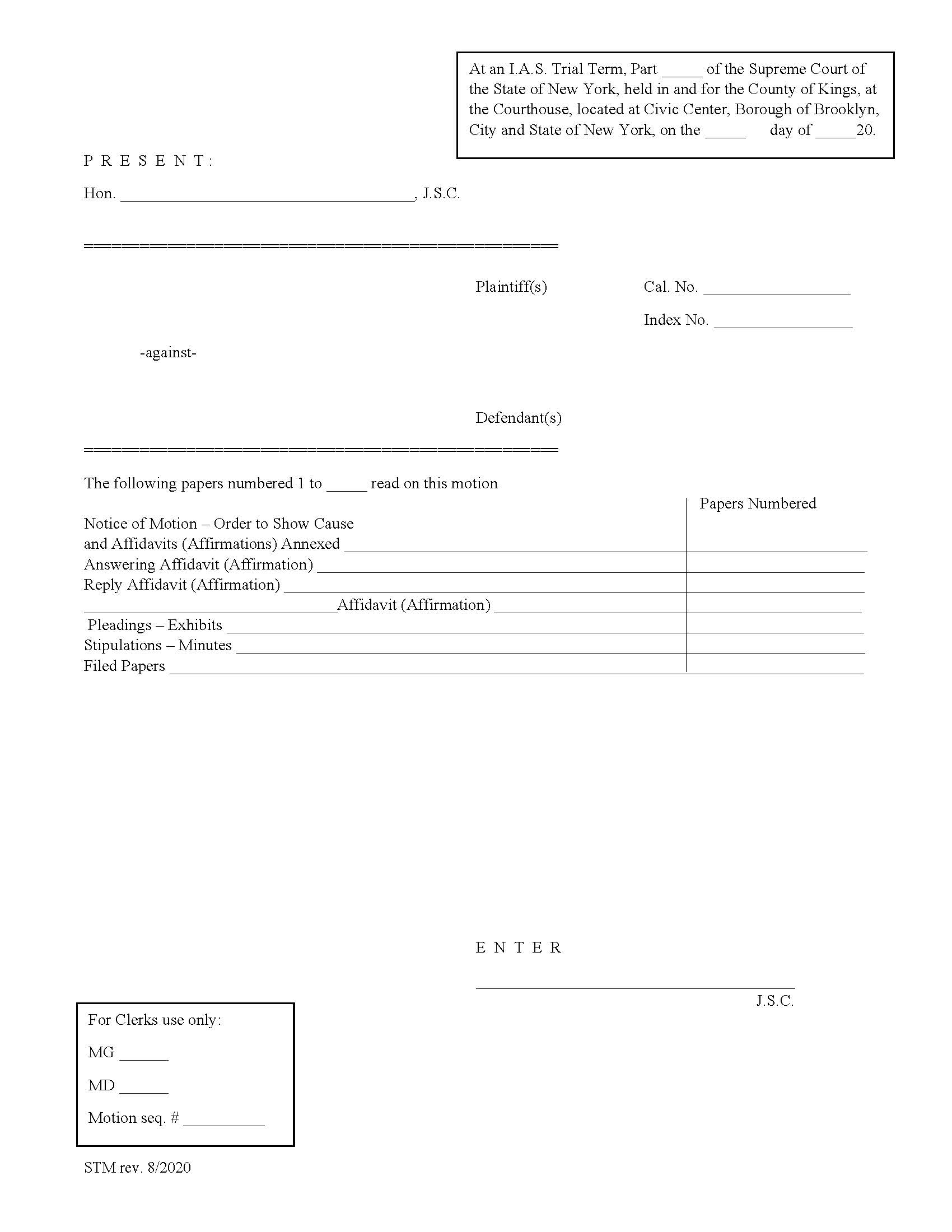 Short Form Order {KIN SFO} | Pdf Fpdf Docx | New York