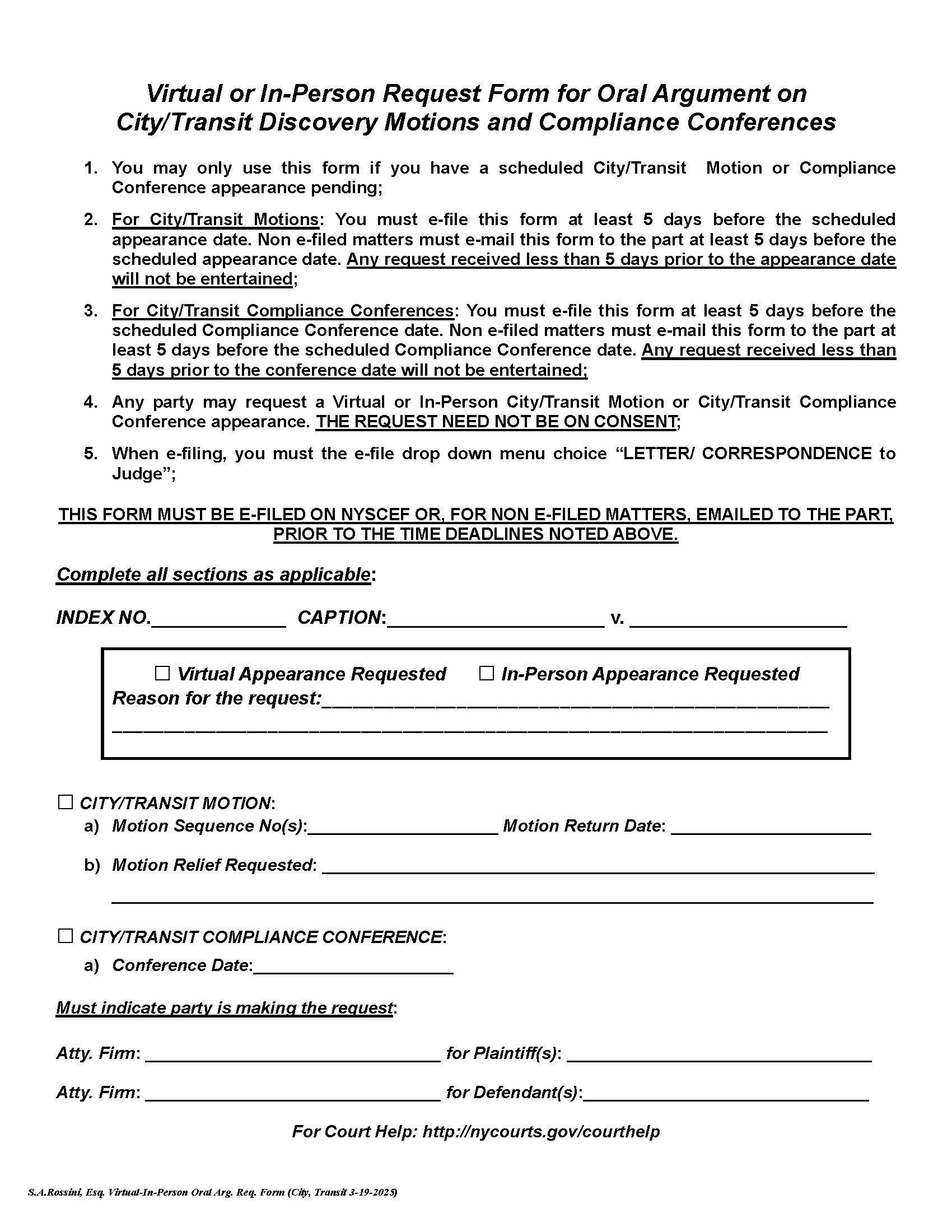 Virtual Conference Request Form CDP (All Parties Represented By Counsel) | Pdf Fpdf Docx | New York