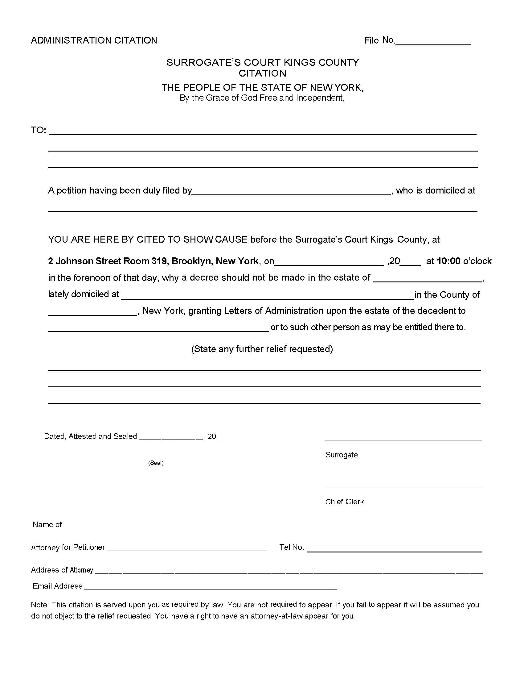 Administration Citation {KIN AC} | Pdf Fpdf Docx | New York