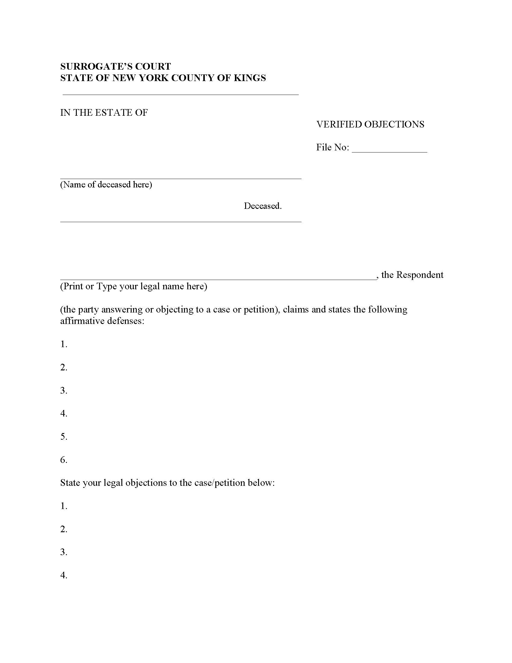 Verified Objections | Pdf Fpdf Docx | New York