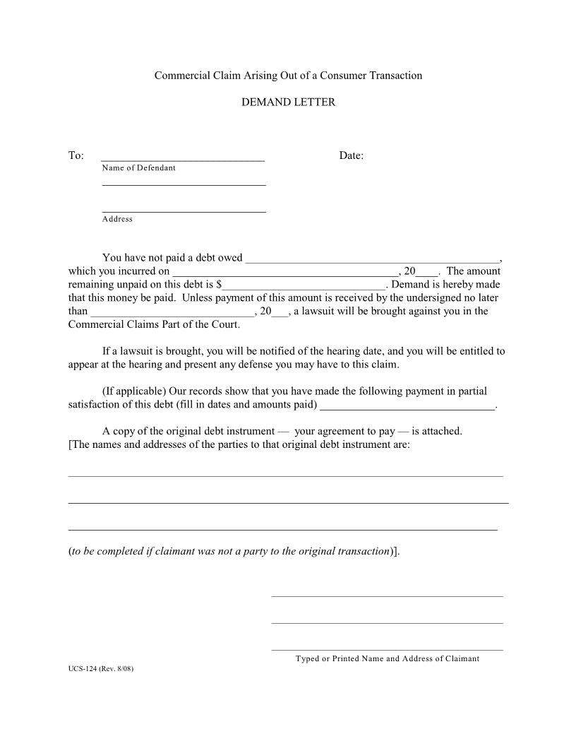 Demand Letter Commercial Claim Arising Out Of Consumer Transaction | Pdf Fpdf Docx | New York