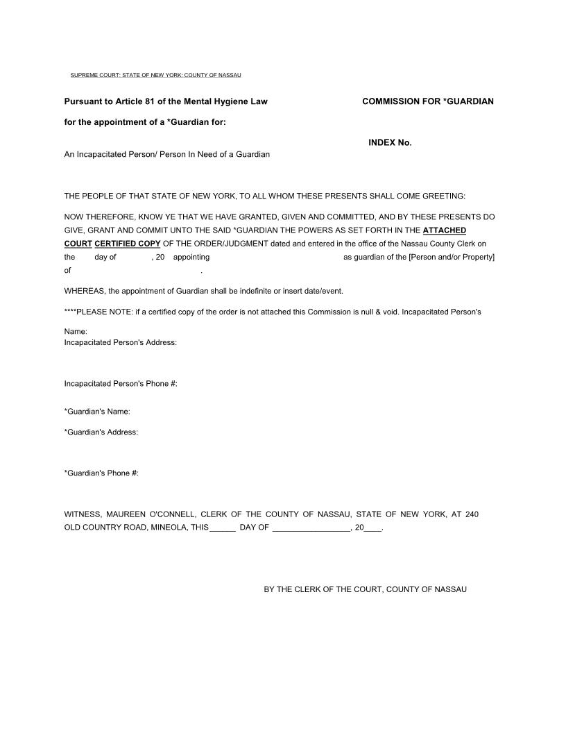 Commission For Guardian | Pdf Fpdf Docx | New York