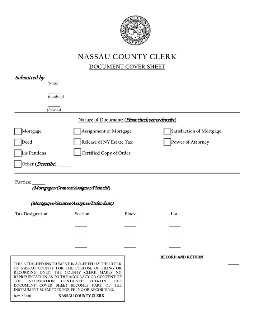 Document Cover Sheet (Land Records) | Pdf Fpdf Docx | New York