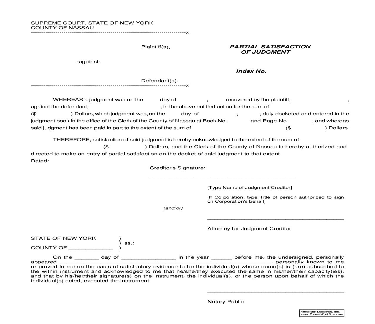 Partial Satisfaction Of Judgment | Pdf Fpdf Doc Docx | New York