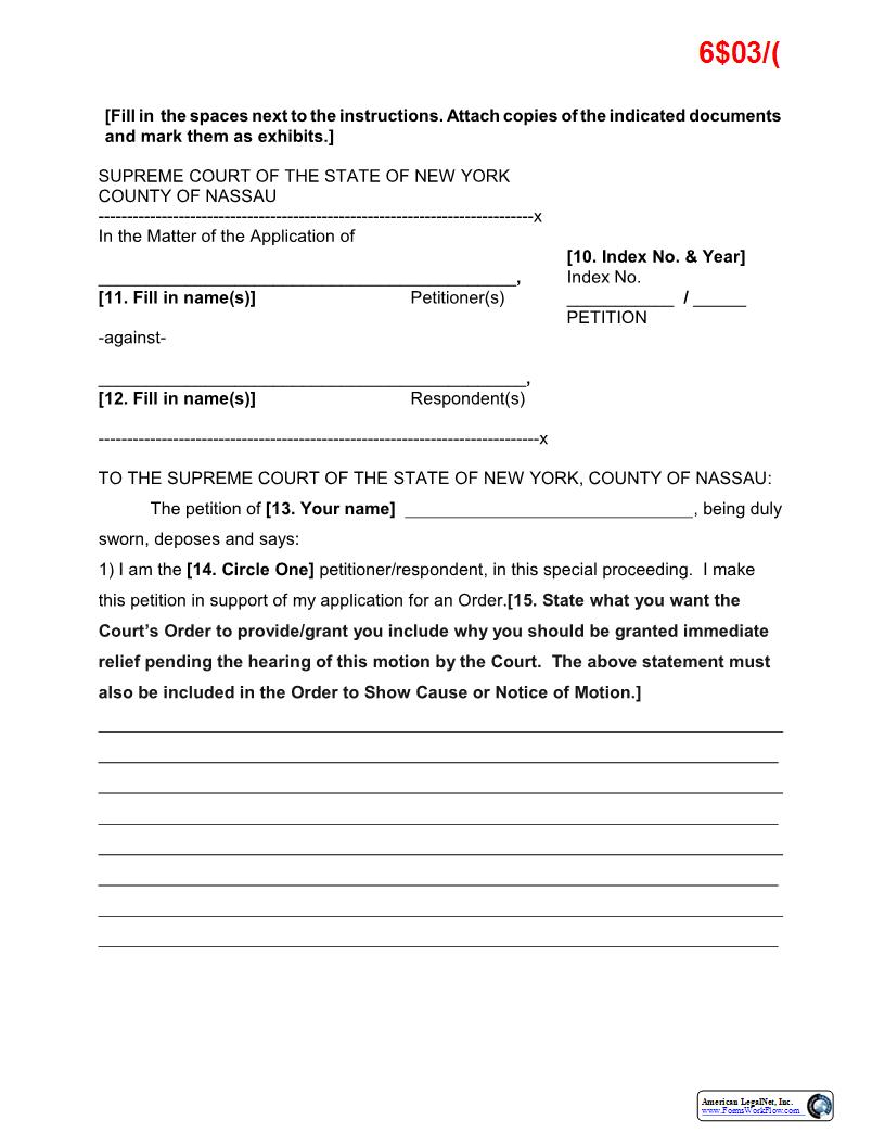 Petition With Verification (Sample And Form) | Pdf Fpdf Docx | New York
