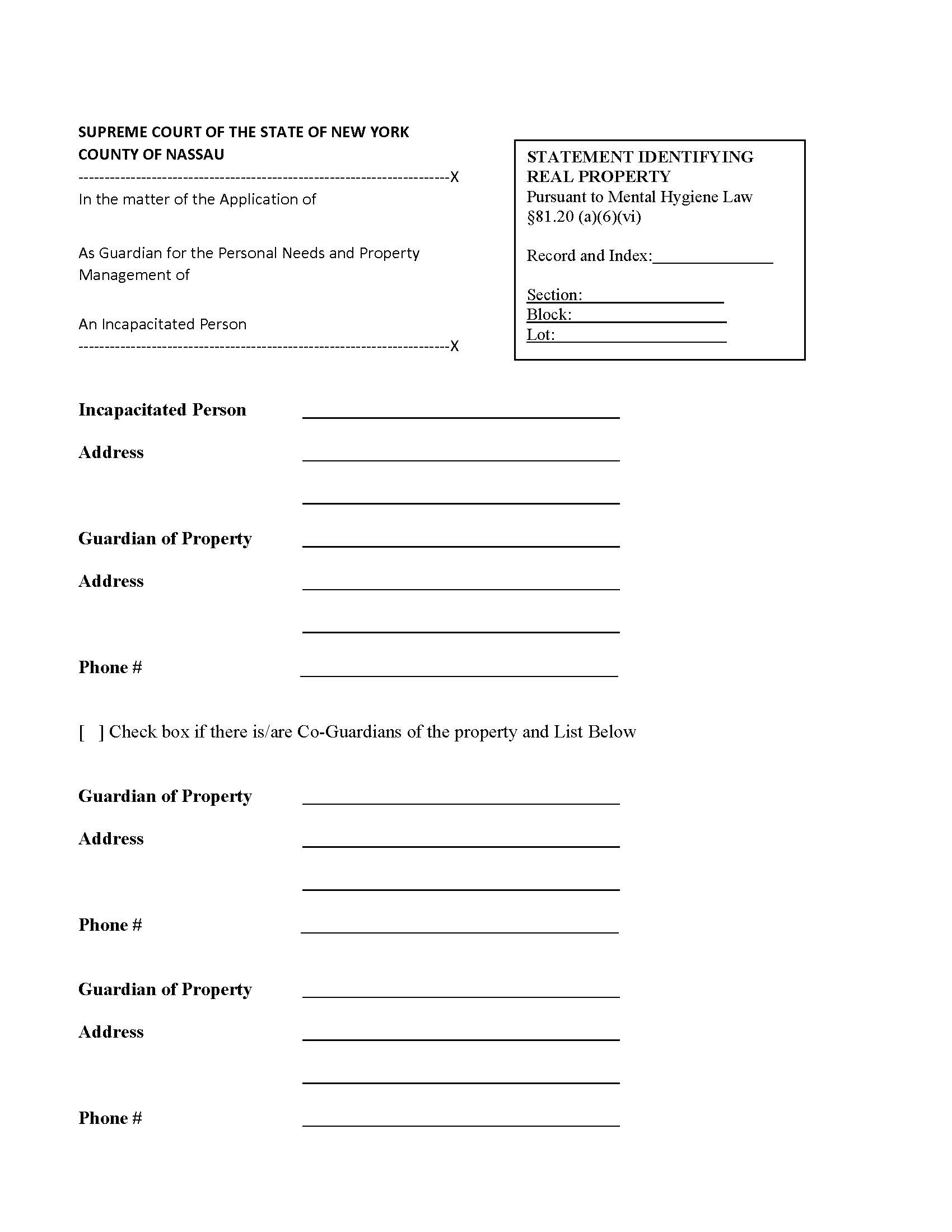 Statement Identifying Real Property | Pdf Fpdf Docx | New York