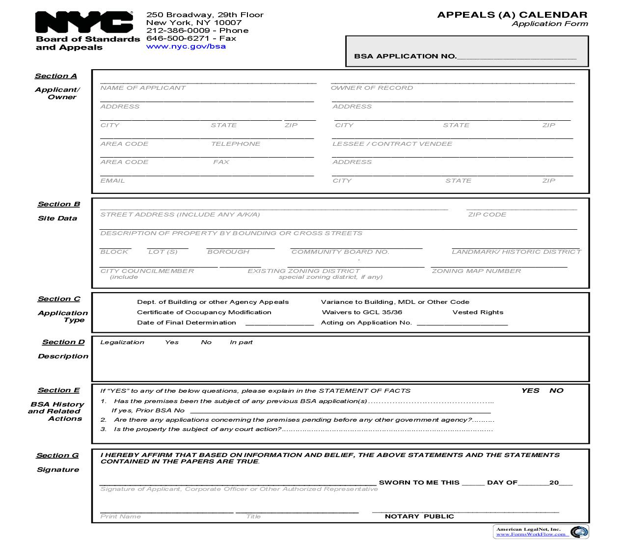Appeals (A) Calendar Application Form | Pdf Fpdf Doc Docx | New York