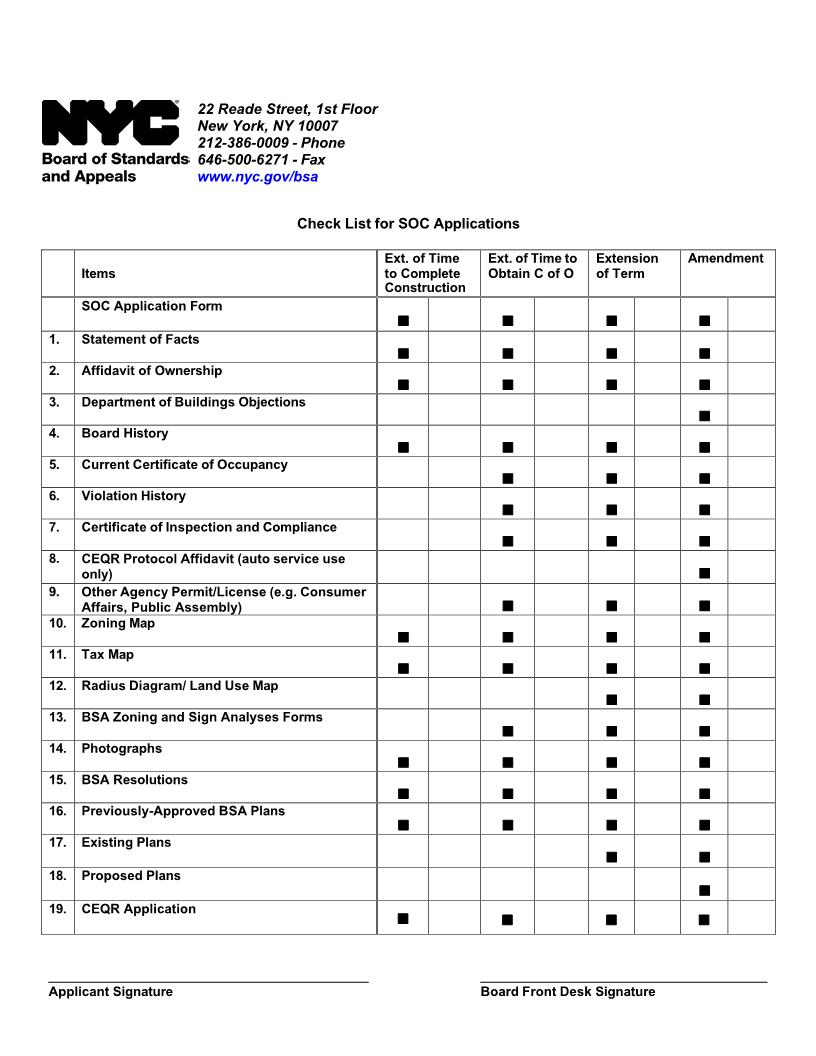 Check List For SOC Applications | Pdf Fpdf Doc Docx | New York