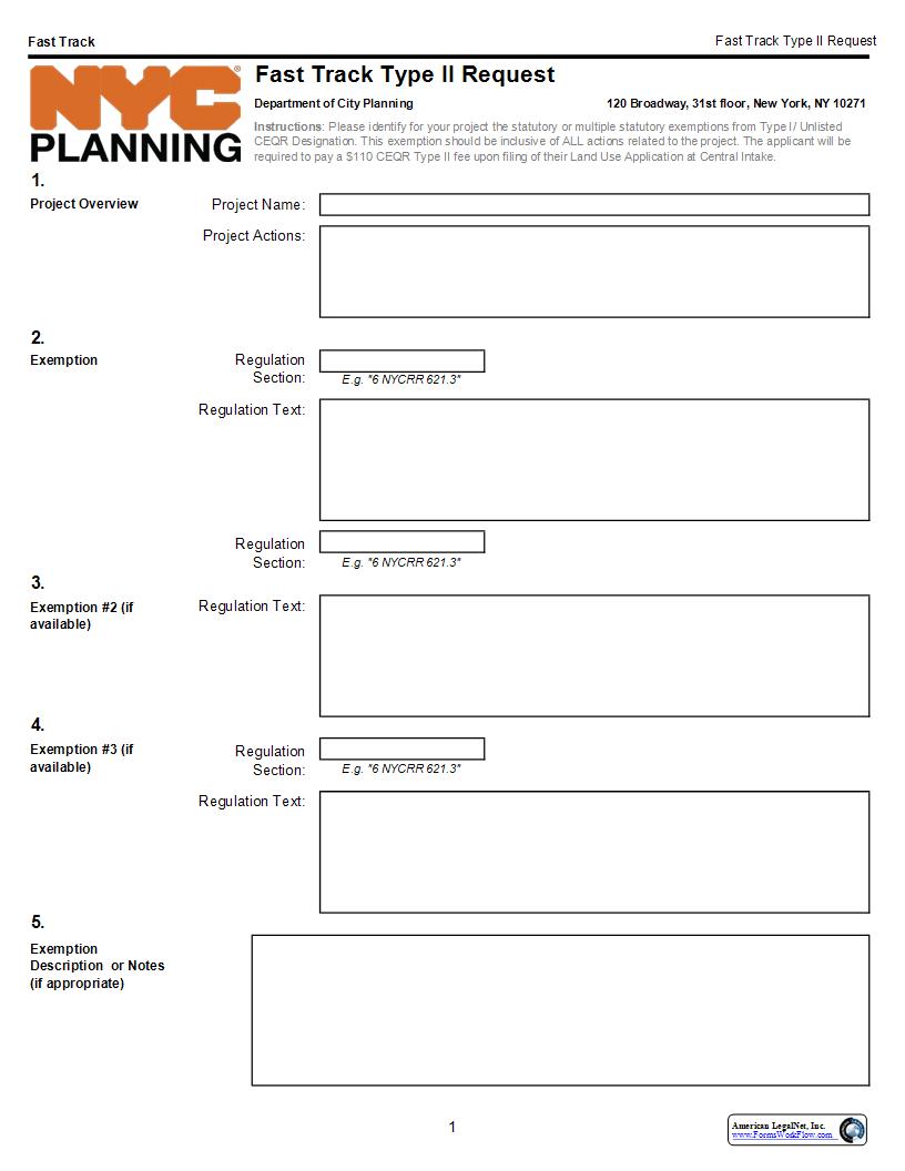 Fast Track Type II Request | Pdf Fpdf Docx | New York