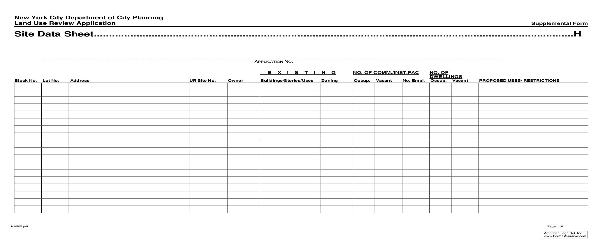 Land Use Review Application Supplemental Form H {H} | Pdf Fpdf Doc Docx | New York