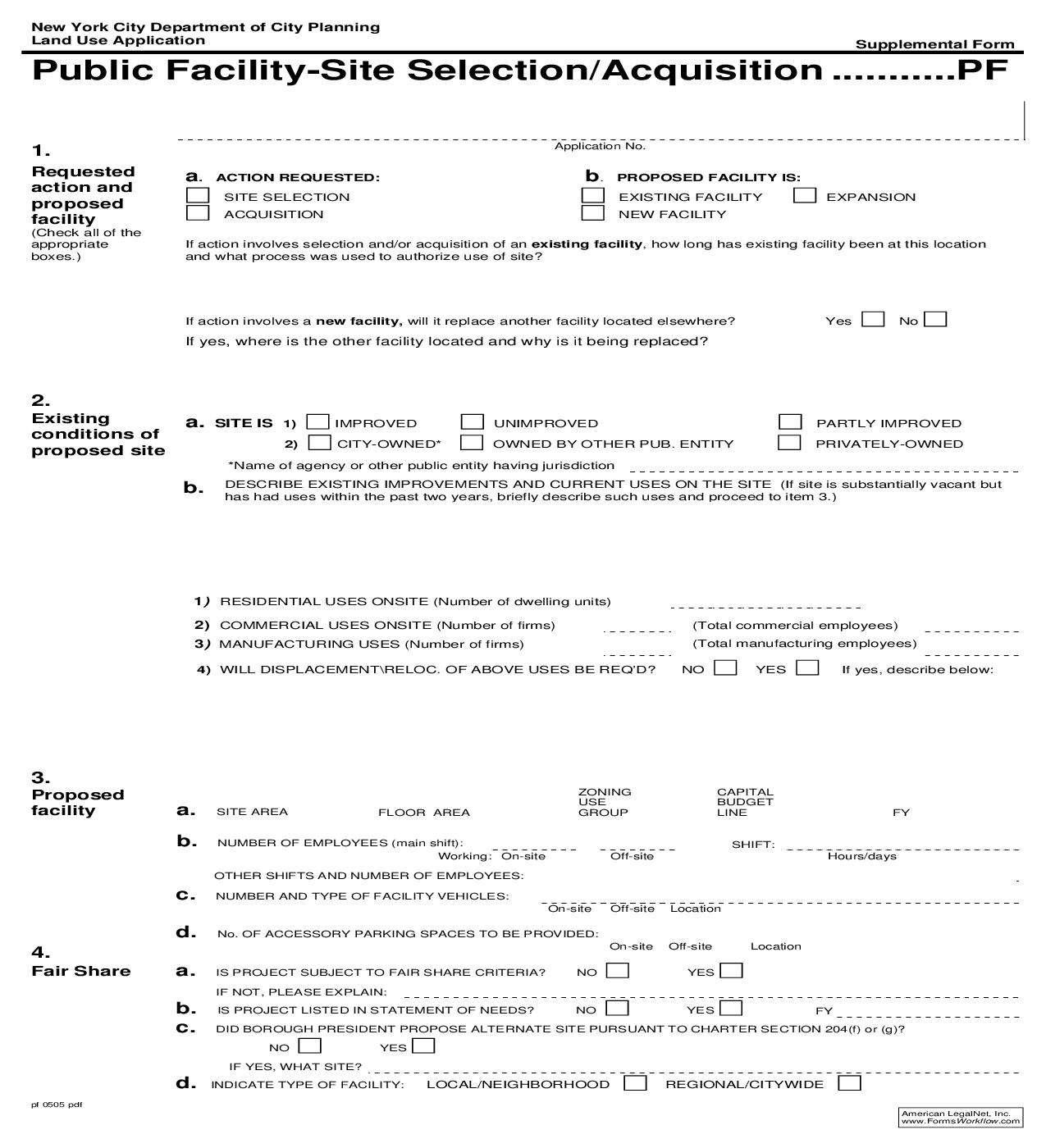 Land Use Review Application Supplemental Form PF {PF} | Pdf Fpdf Doc Docx | New York