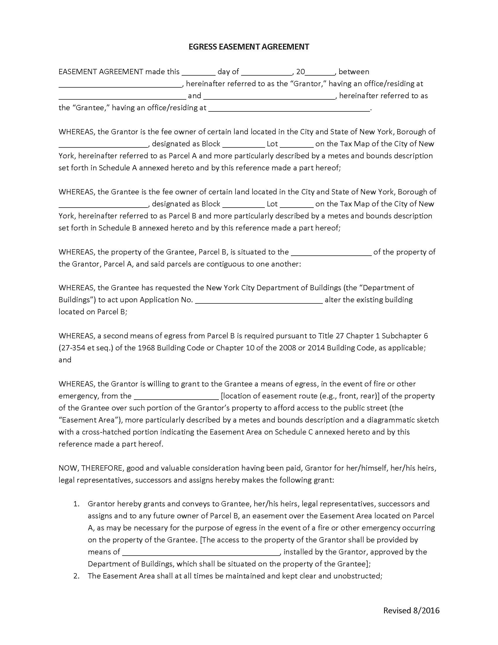 Egress Easement Agreement | Pdf Fpdf Doc Docx | New York