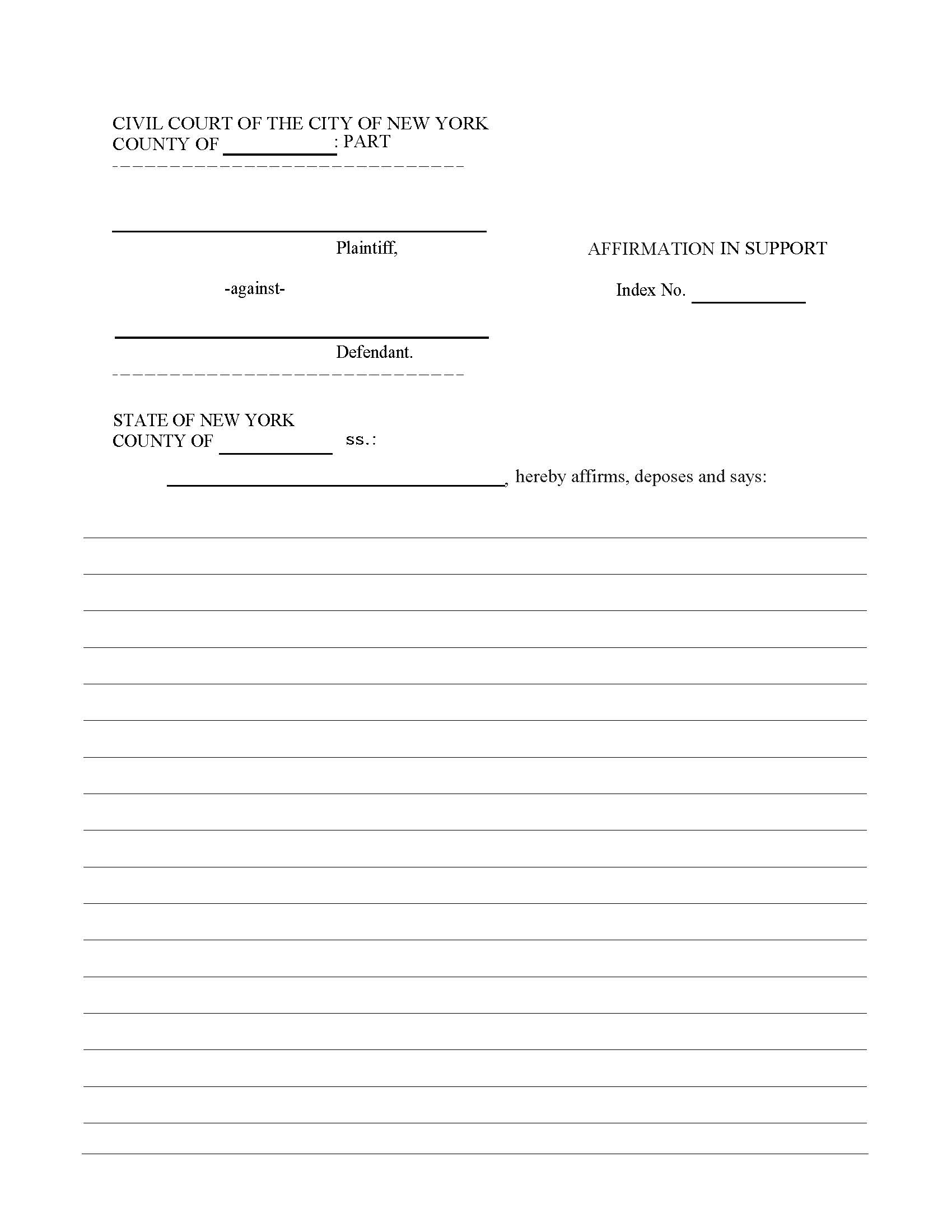 Affirmation In Support {CIV-GP-121} | Pdf Fpdf Doc Docx | New York