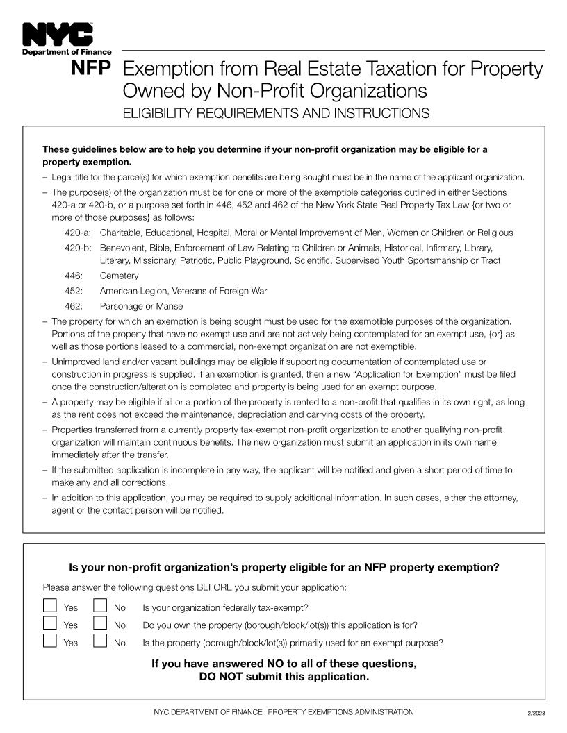 Exemption From Real Estate Taxation For Property Owned By Nonprofit Organizations | Pdf Fpdf Doc Docx | New York