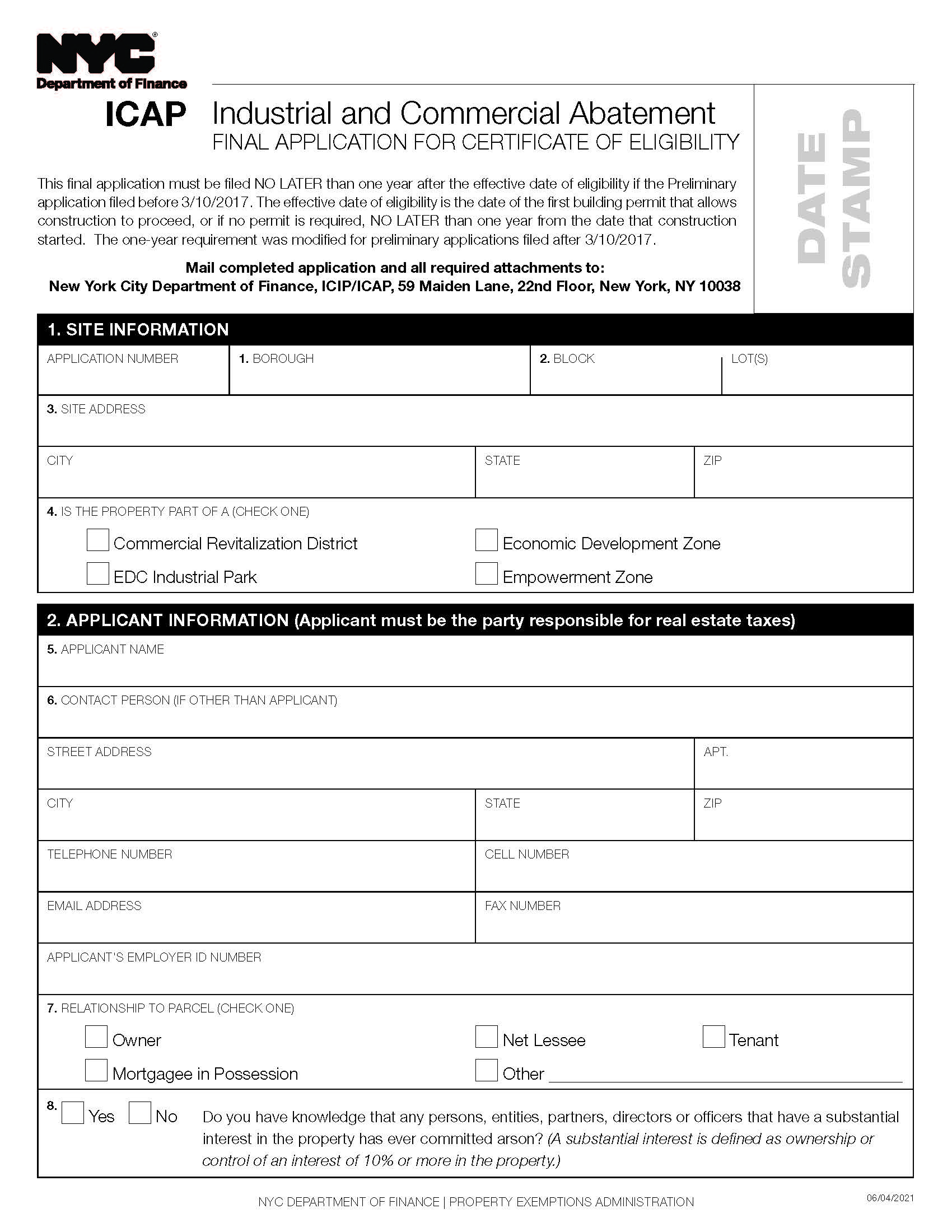Industrial And Commercial Abatement Program Final Application And Instructions | Pdf Fpdf Docx | New York