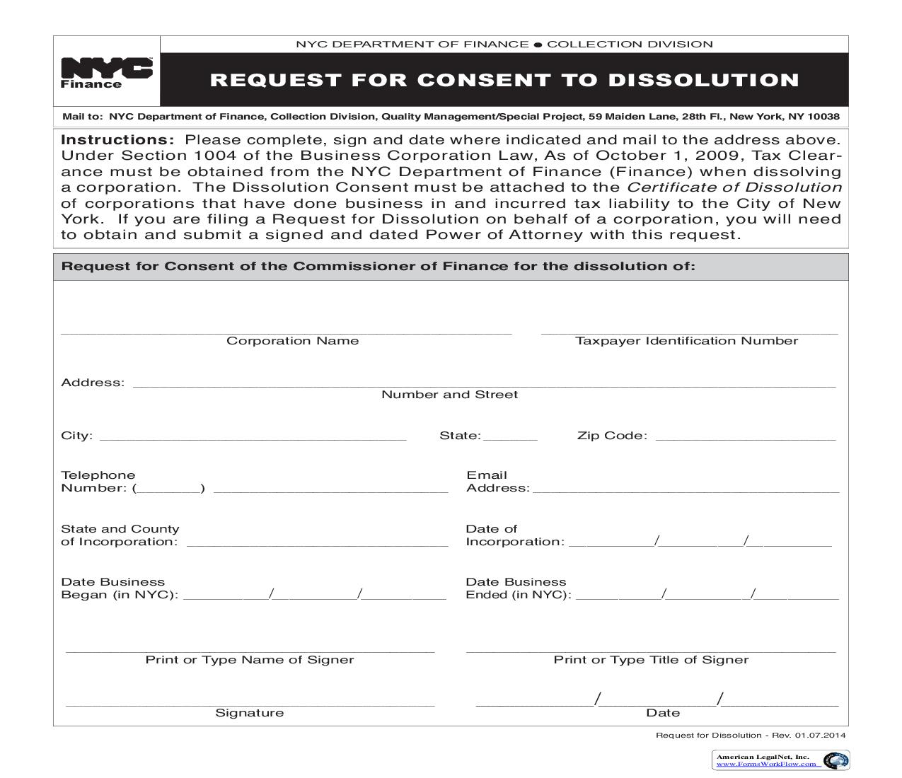 Request For Consent To Dissolution | Pdf Fpdf Doc Docx | New York