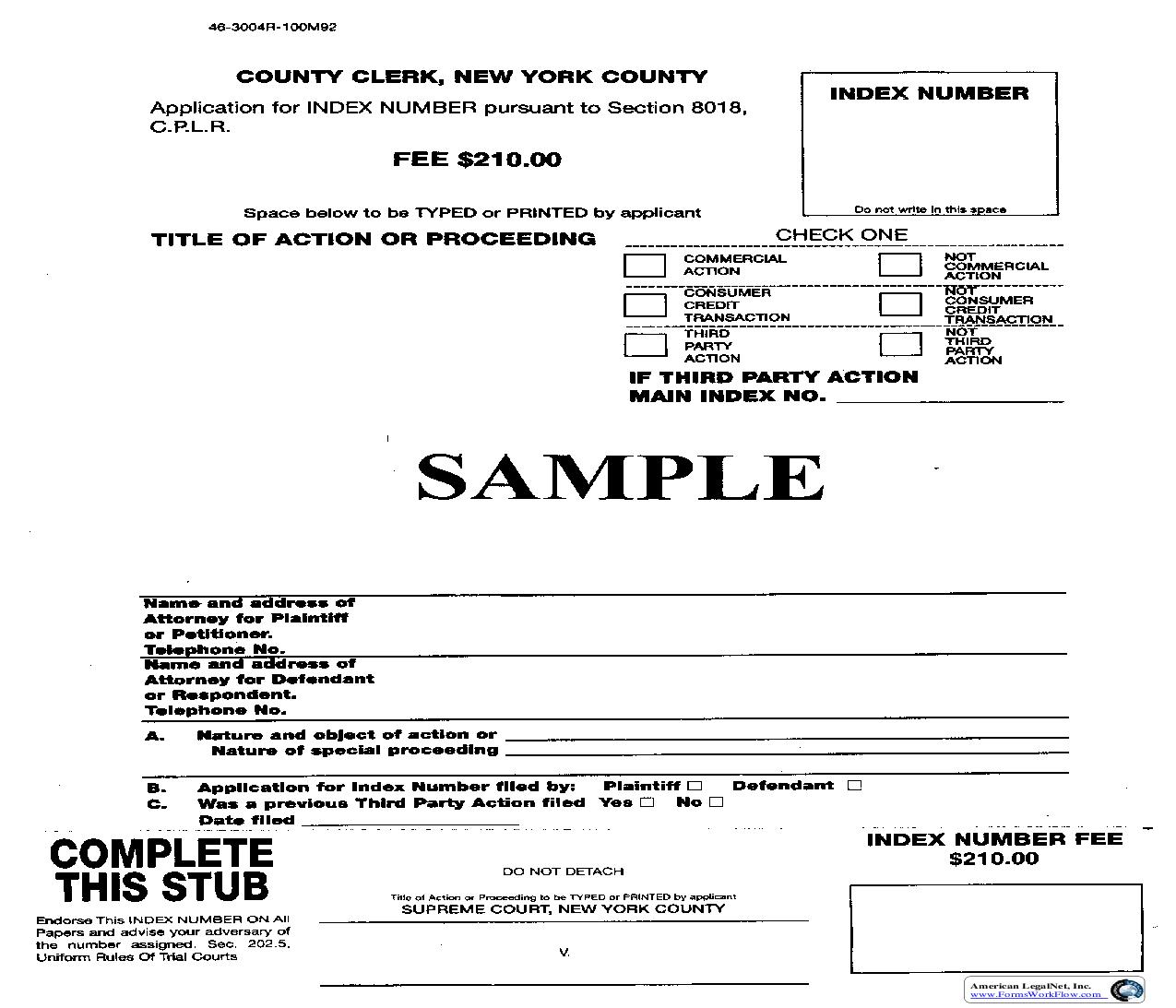 Application To Purchase Index Number | Pdf Fpdf Doc Docx | New York