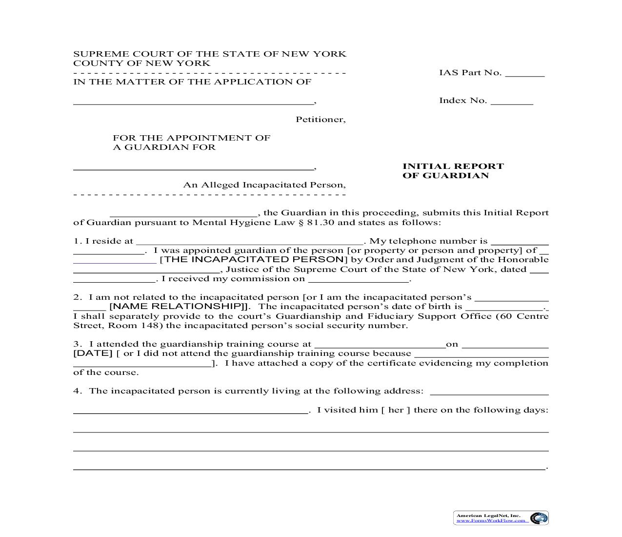 Initial Report Of Guardian | Pdf Fpdf Doc Docx | New York