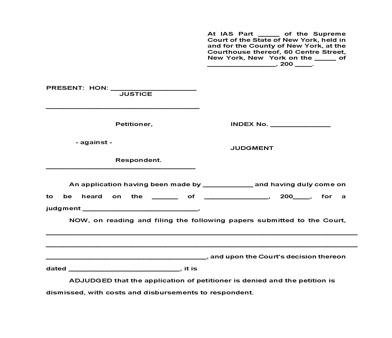 Judgment Denying Article 78 Application | Pdf Fpdf Doc Docx | New York