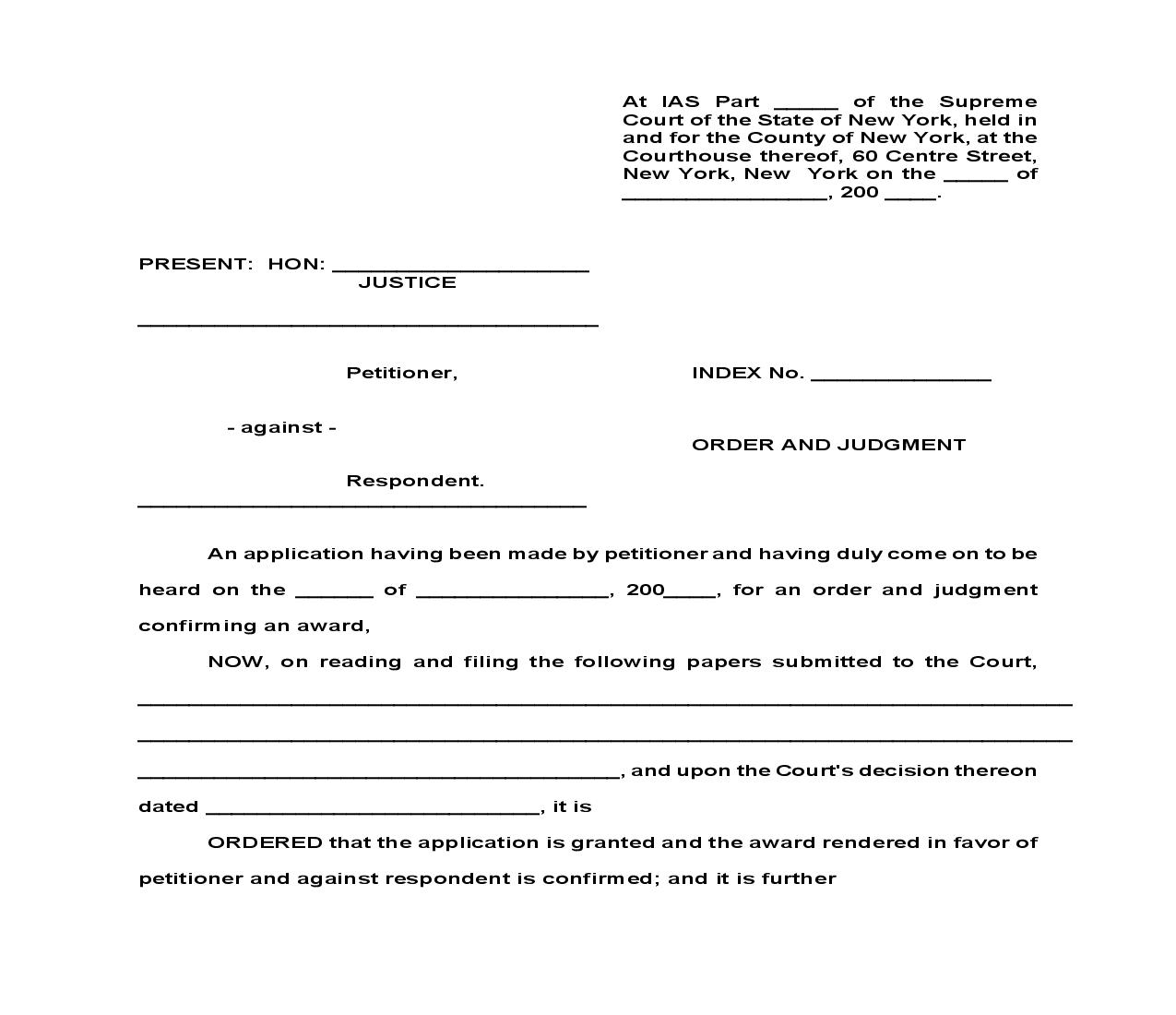 Order And Judgment Confirming Arbitration Award | Pdf Fpdf Doc Docx | New York