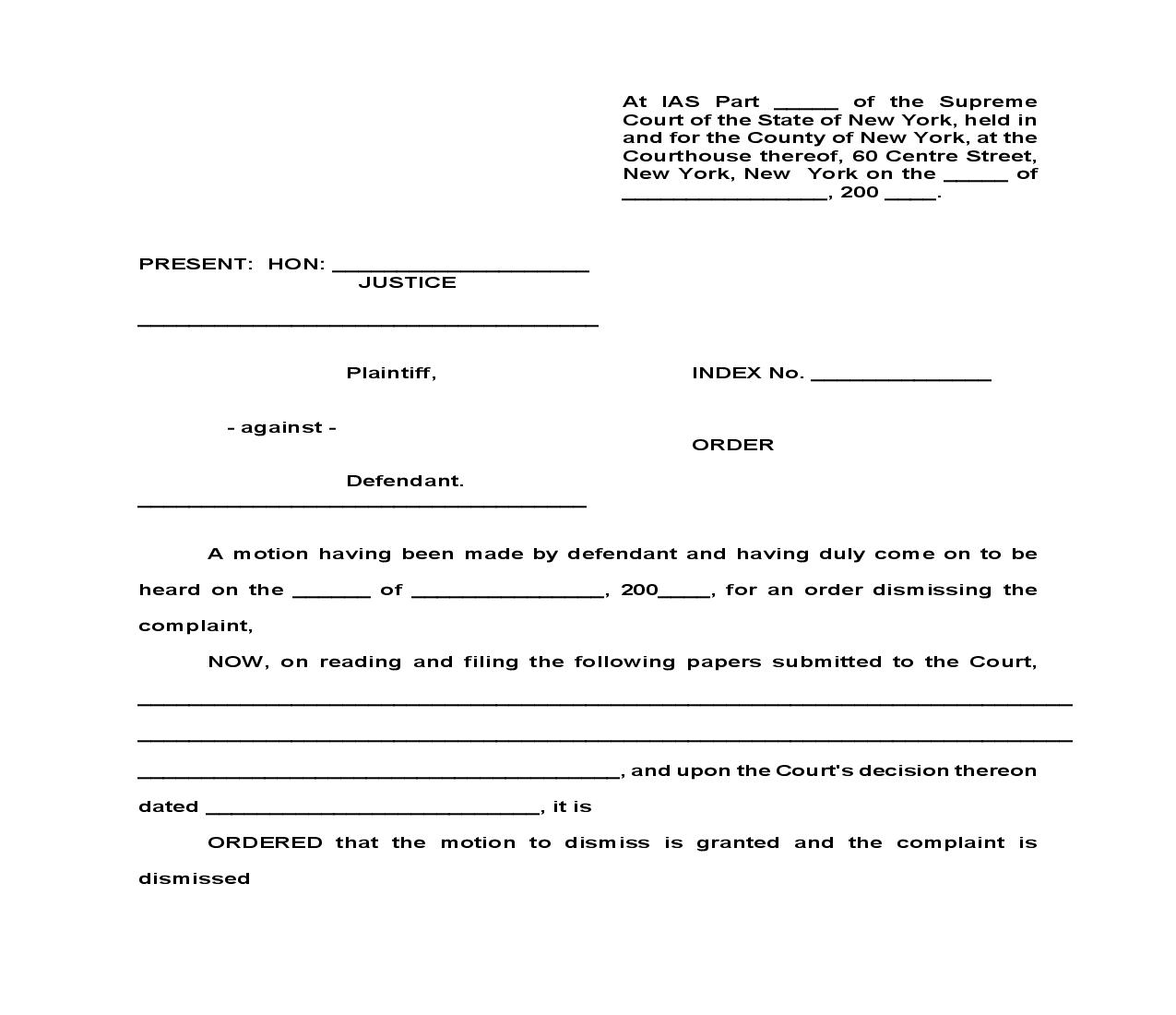 Order Granting Motion To Dismiss Complaint | Pdf Fpdf Doc Docx | New York
