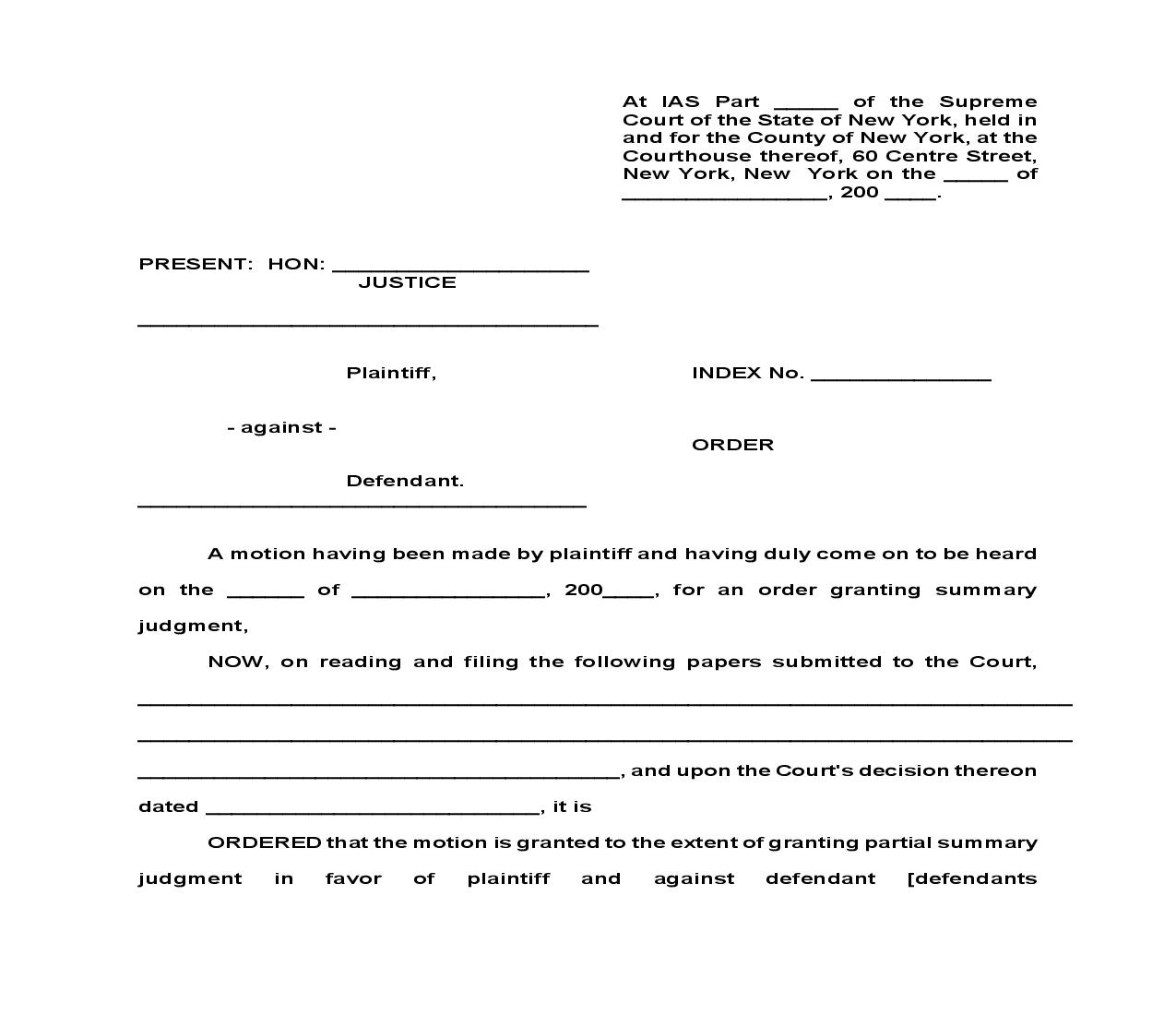 Order Granting Partial Summary Judgment | Pdf Fpdf Doc Docx | New York