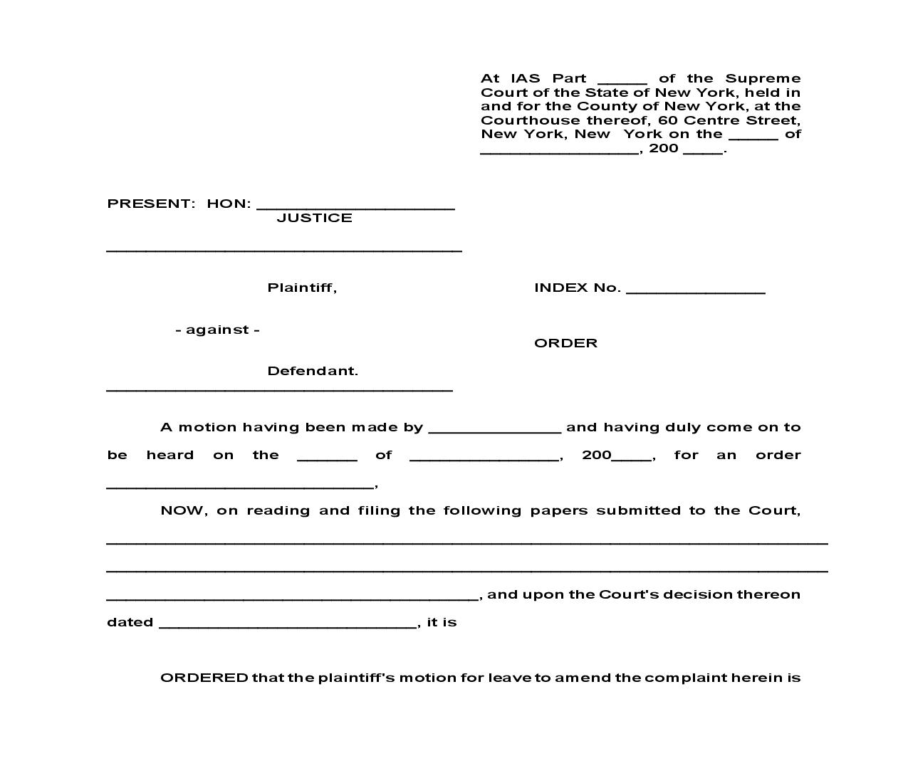 Order Granting Plaintiff Leave To Amend Complaint | Pdf Fpdf Doc Docx | New York