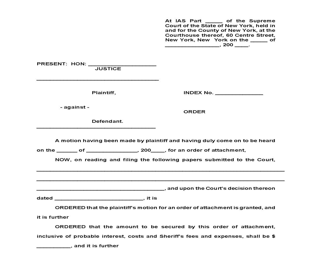 Order Of Attachment | Pdf Fpdf Doc Docx | New York