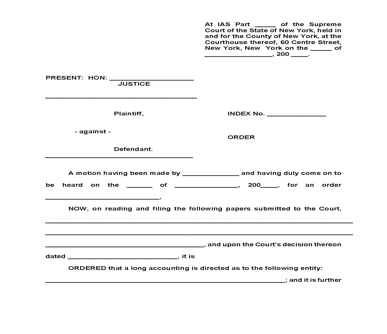 Order Of Reference To Determine Long Account | Pdf Fpdf Doc Docx | New York