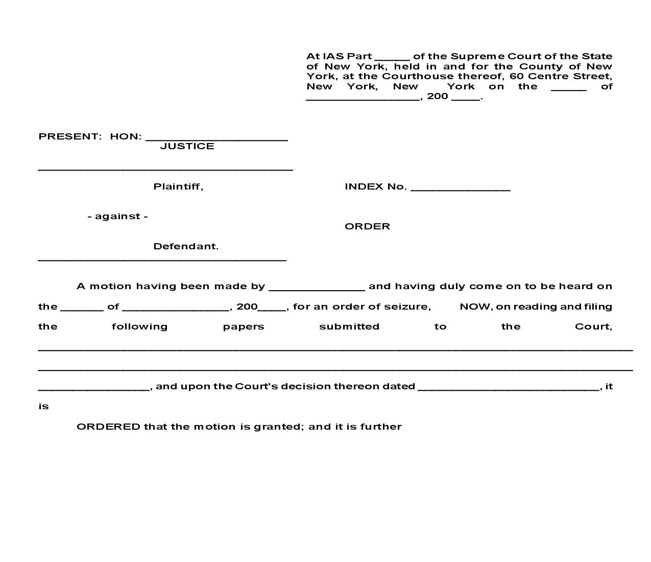 Order Of Seizure On Notice | Pdf Fpdf Doc Docx | New York
