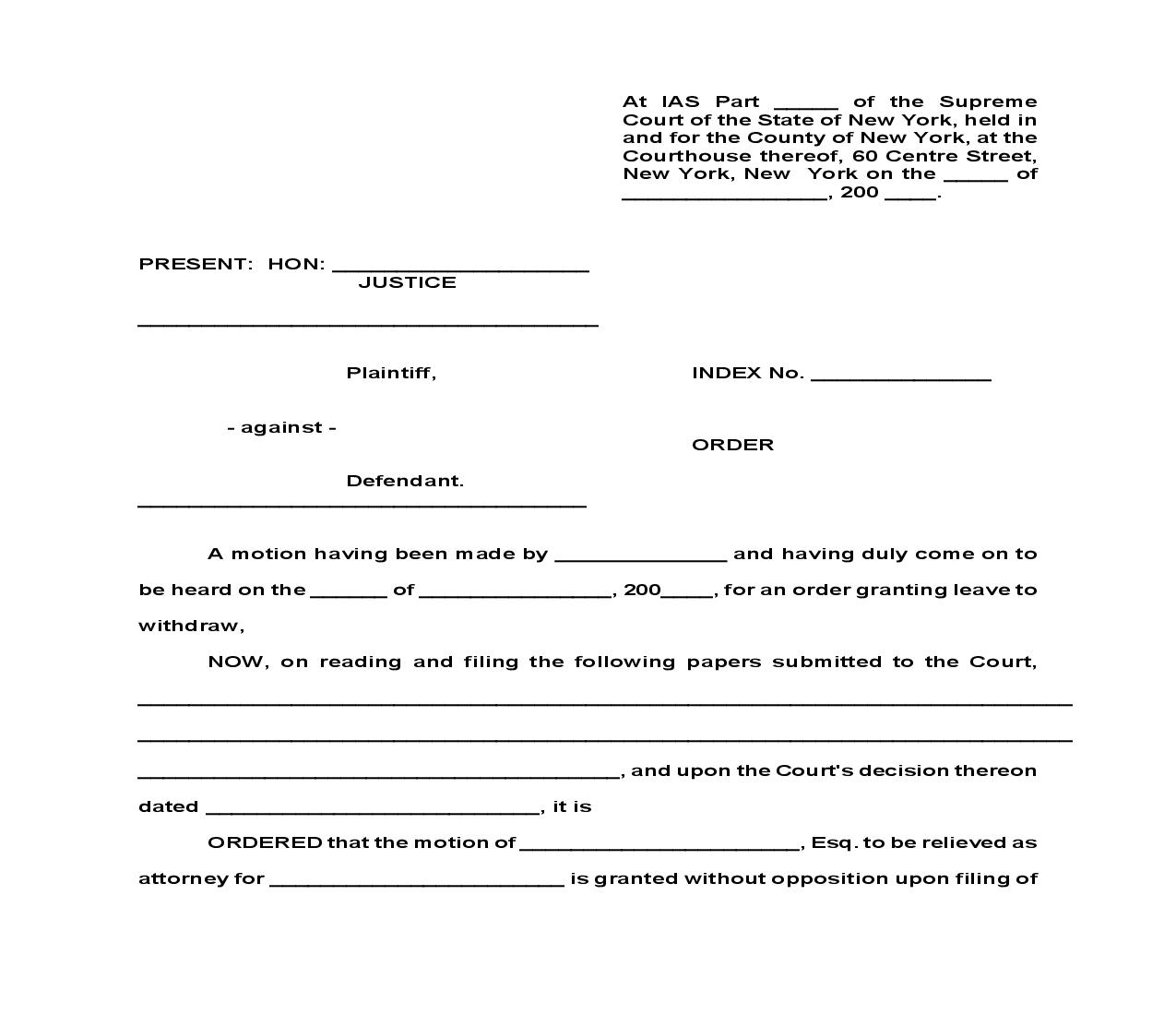Order On Motion To Withdraw As Counsel With Order Of Reference Re Retaining Lien | Pdf Fpdf Doc Docx | New York