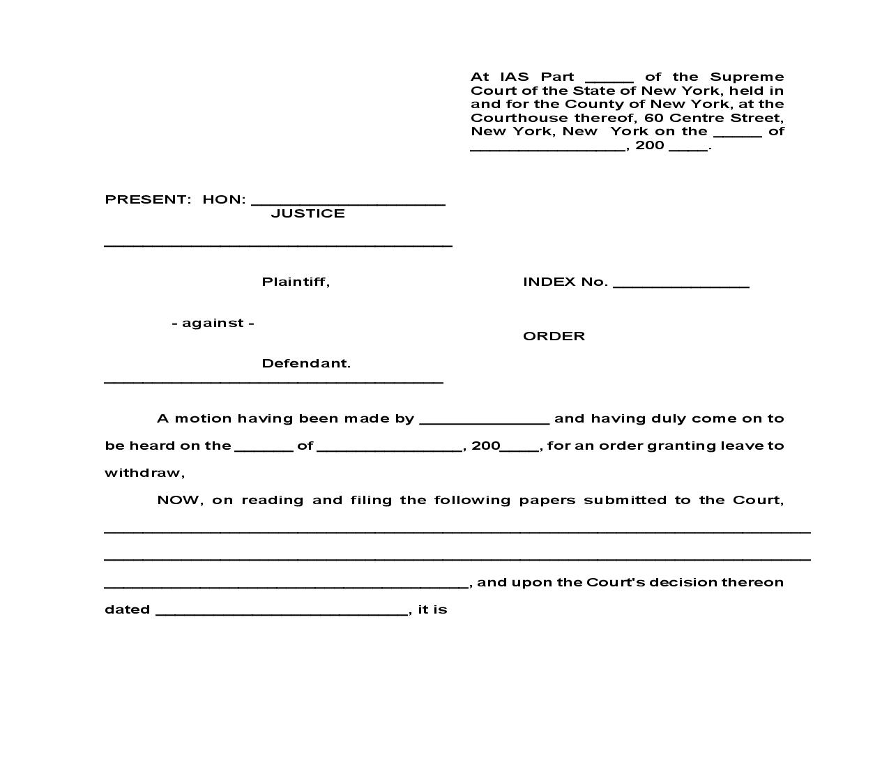 Order On Motion To Withdraw As Counsel | Pdf Fpdf Doc Docx | New York