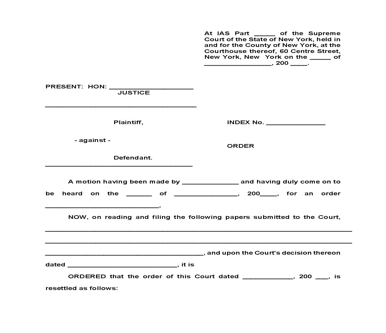 Order Resettling Order | Pdf Fpdf Doc Docx | New York