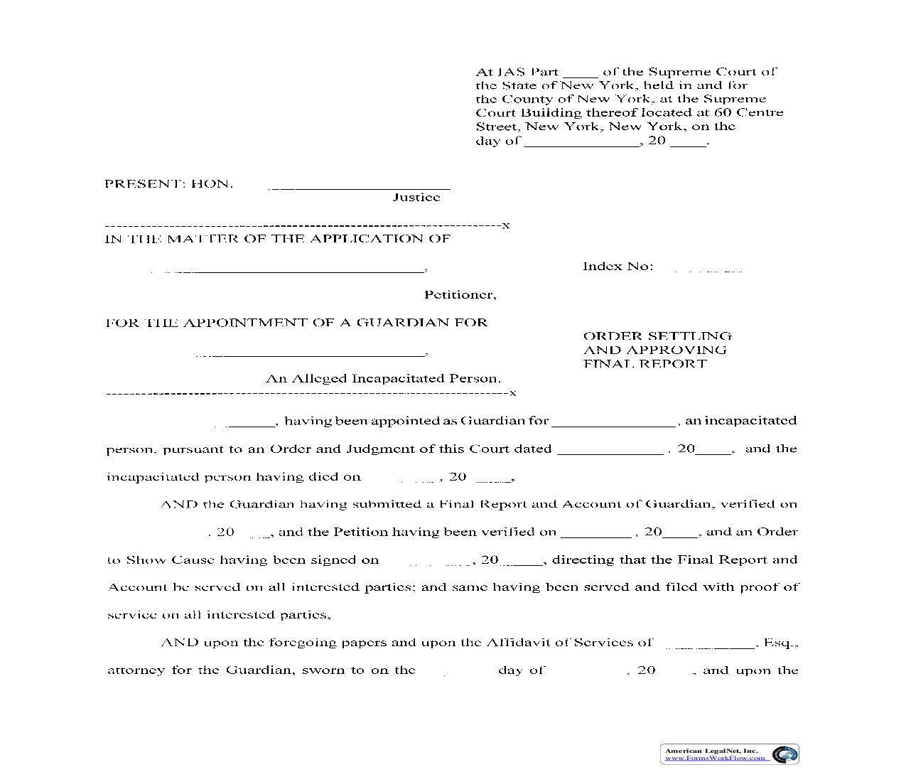 Order Settling And Approving Final Report | Pdf Fpdf Doc Docx | New York