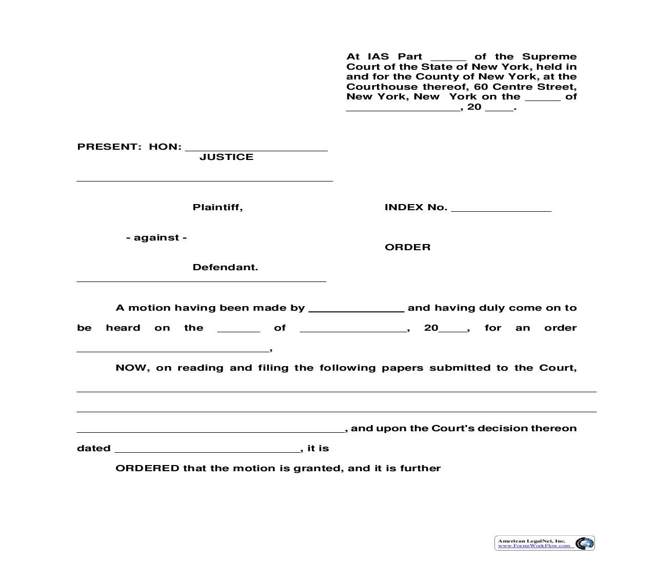 Standard Format For Long Form Order | Pdf Fpdf Doc Docx | New York