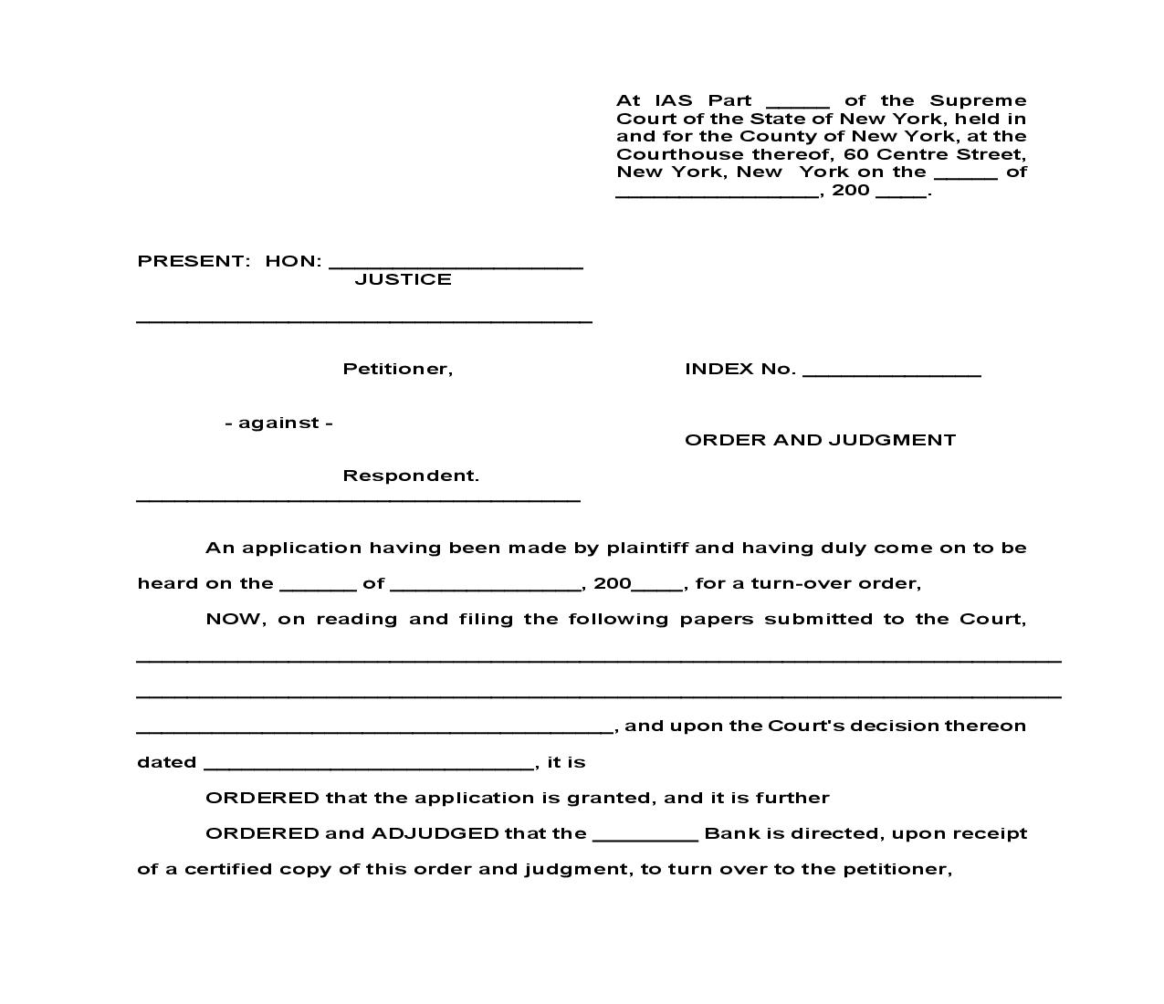 Turn Over Order And Judgment | Pdf Fpdf Doc Docx | New York