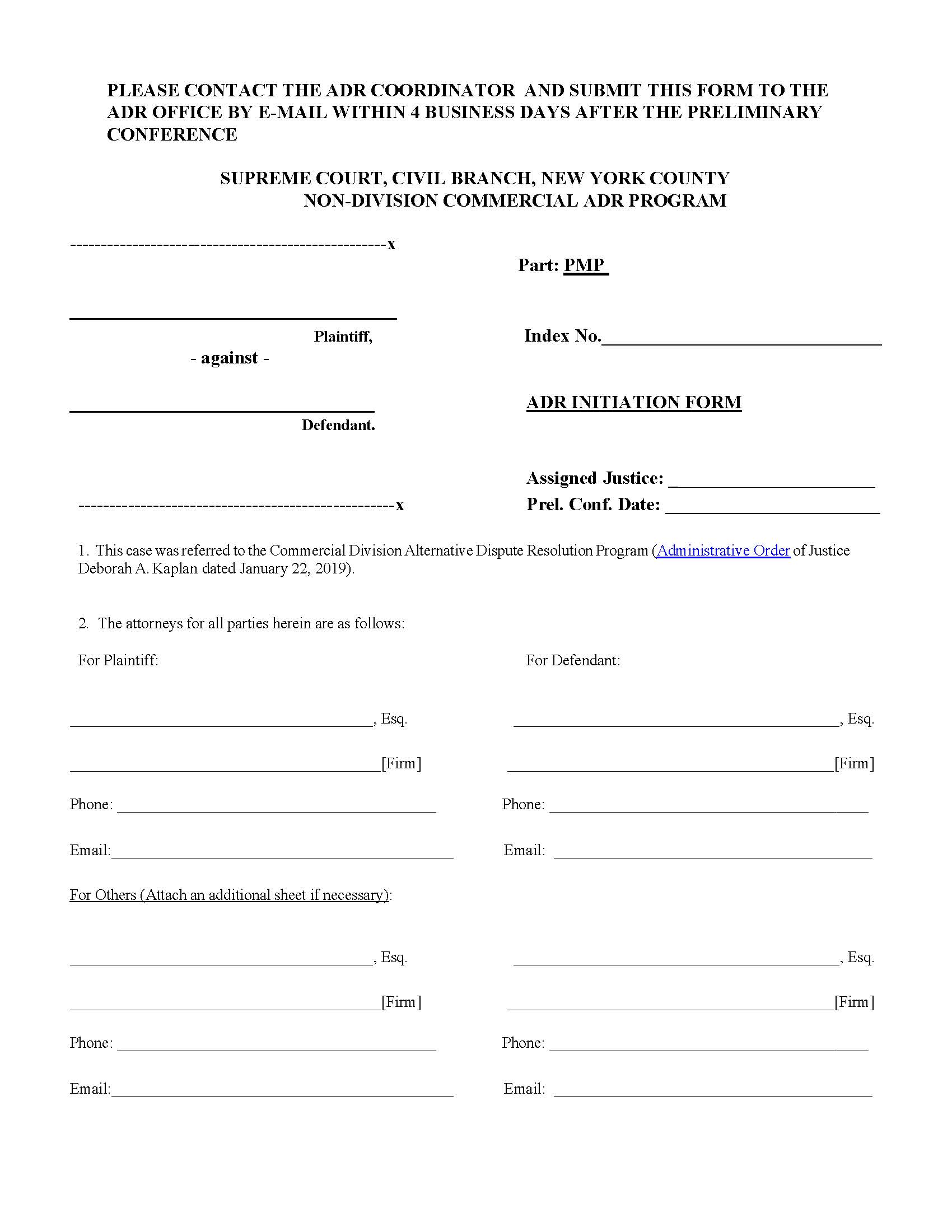 ADR Initiation Form {NYCom-ADRInit} | Pdf Fpdf Docx | New York
