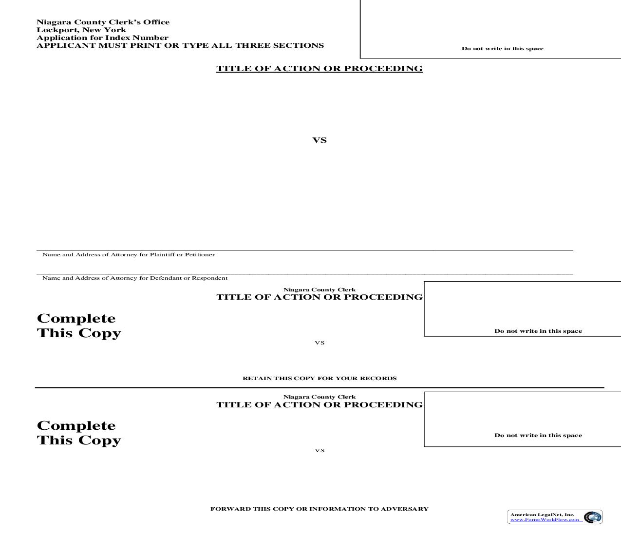 Application For Index Number | Pdf Fpdf Doc Docx | New York