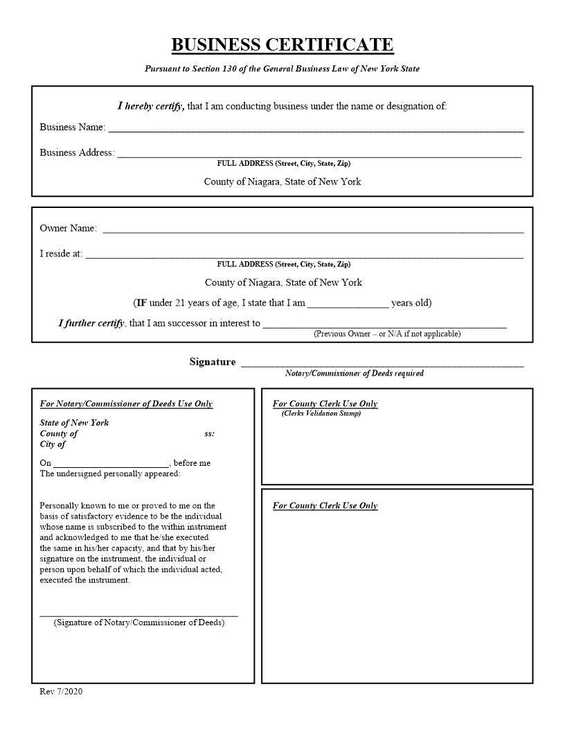 Business Certificate {NIA BC} | Pdf Fpdf Docx | New York