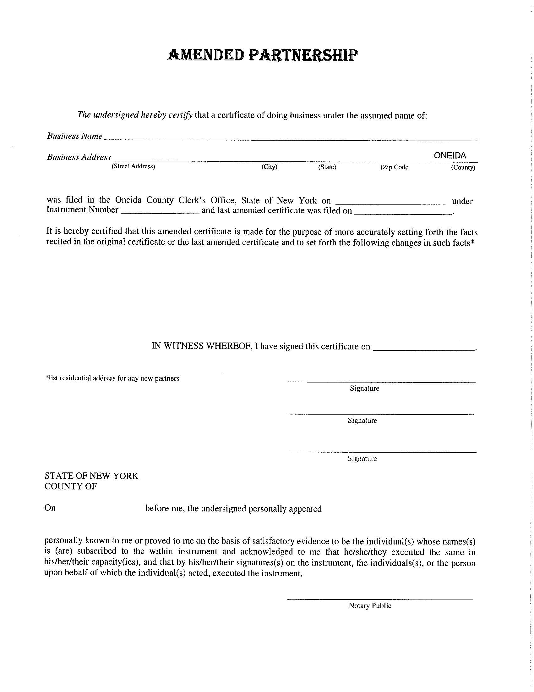 Amended Partnership | Pdf Fpdf Docx | New York