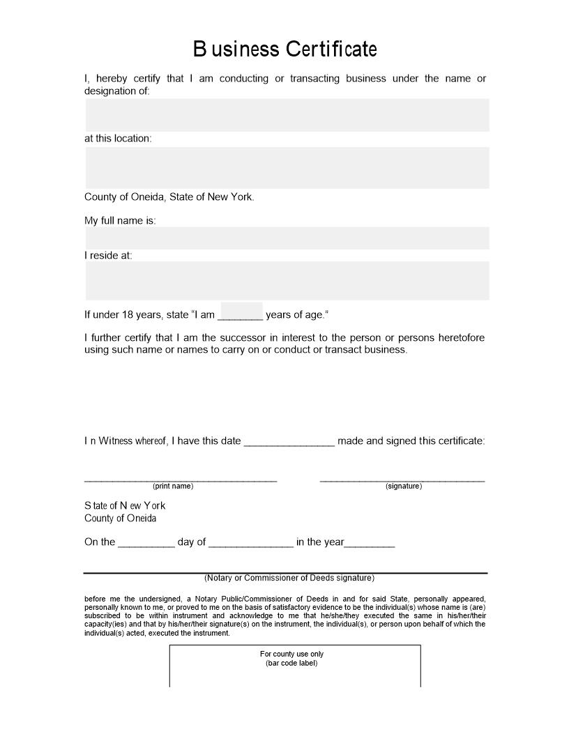 Business Certificate | Pdf Fpdf Docx | New York