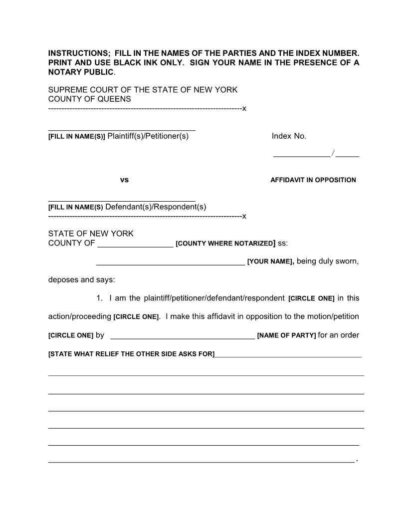 Affidavit In Opposition | Pdf Fpdf Docx | New York