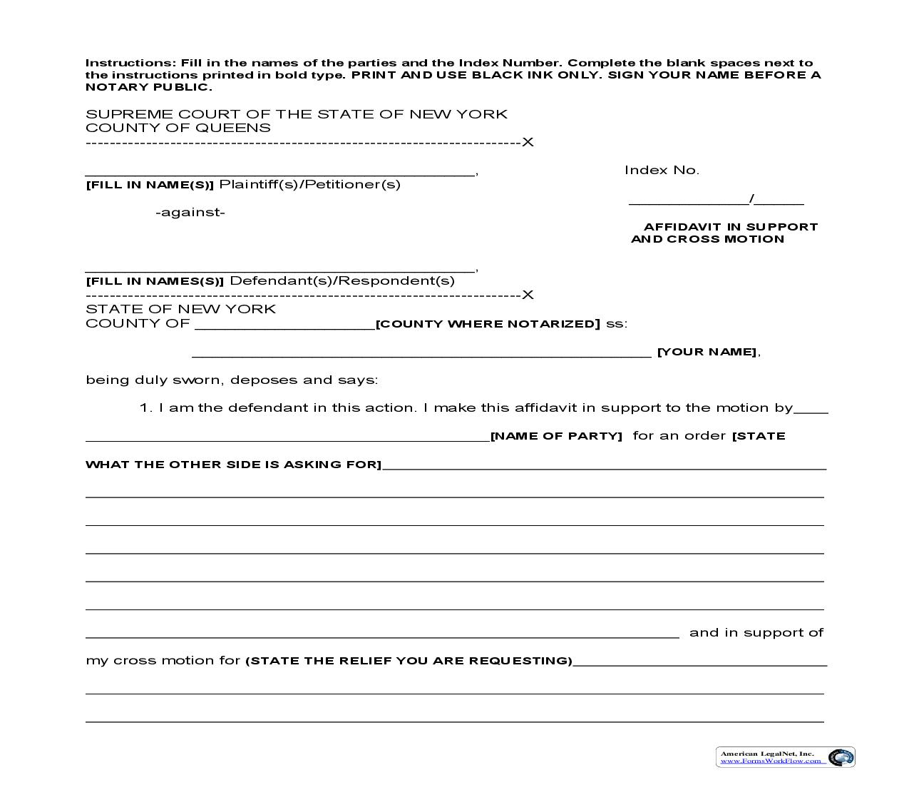 Affidavit In Support  And Cross Motion | Pdf Fpdf Doc Docx | New York