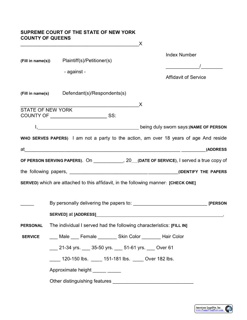Affidavit Of Service | Pdf Fpdf Docx | New York