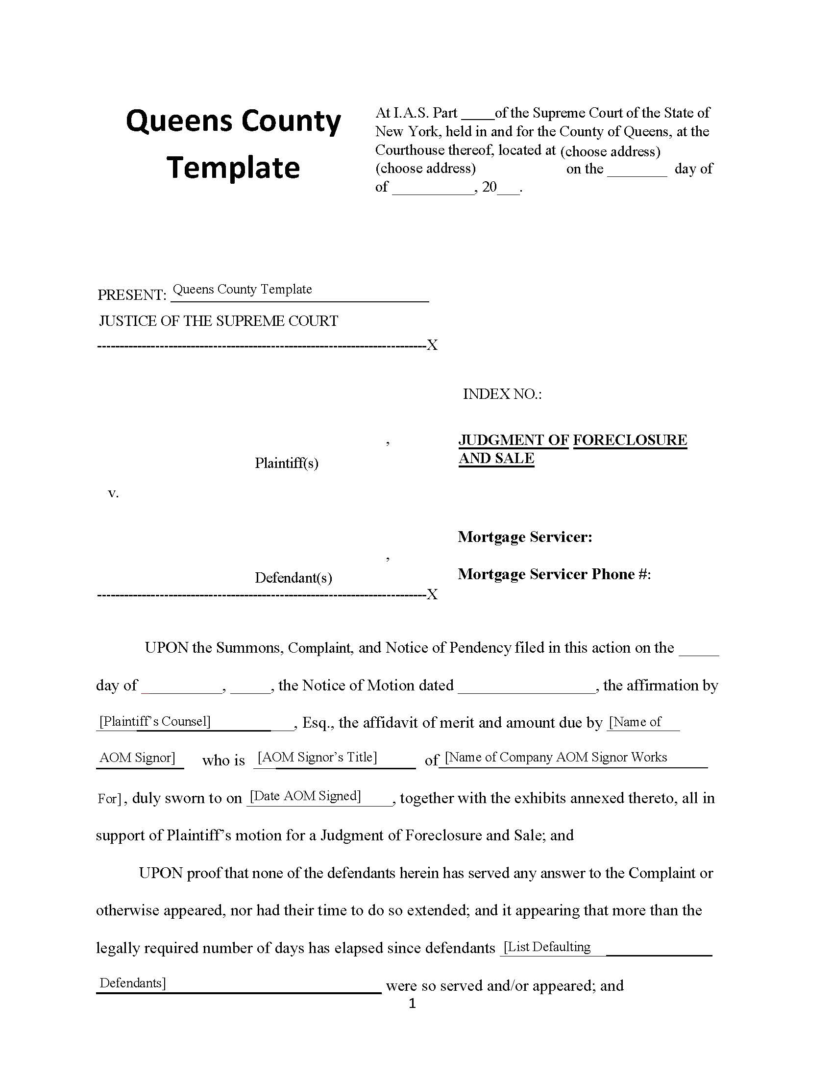 Judgment Of Foreclosure And Sale (Default)) | Pdf Fpdf Docx | New York