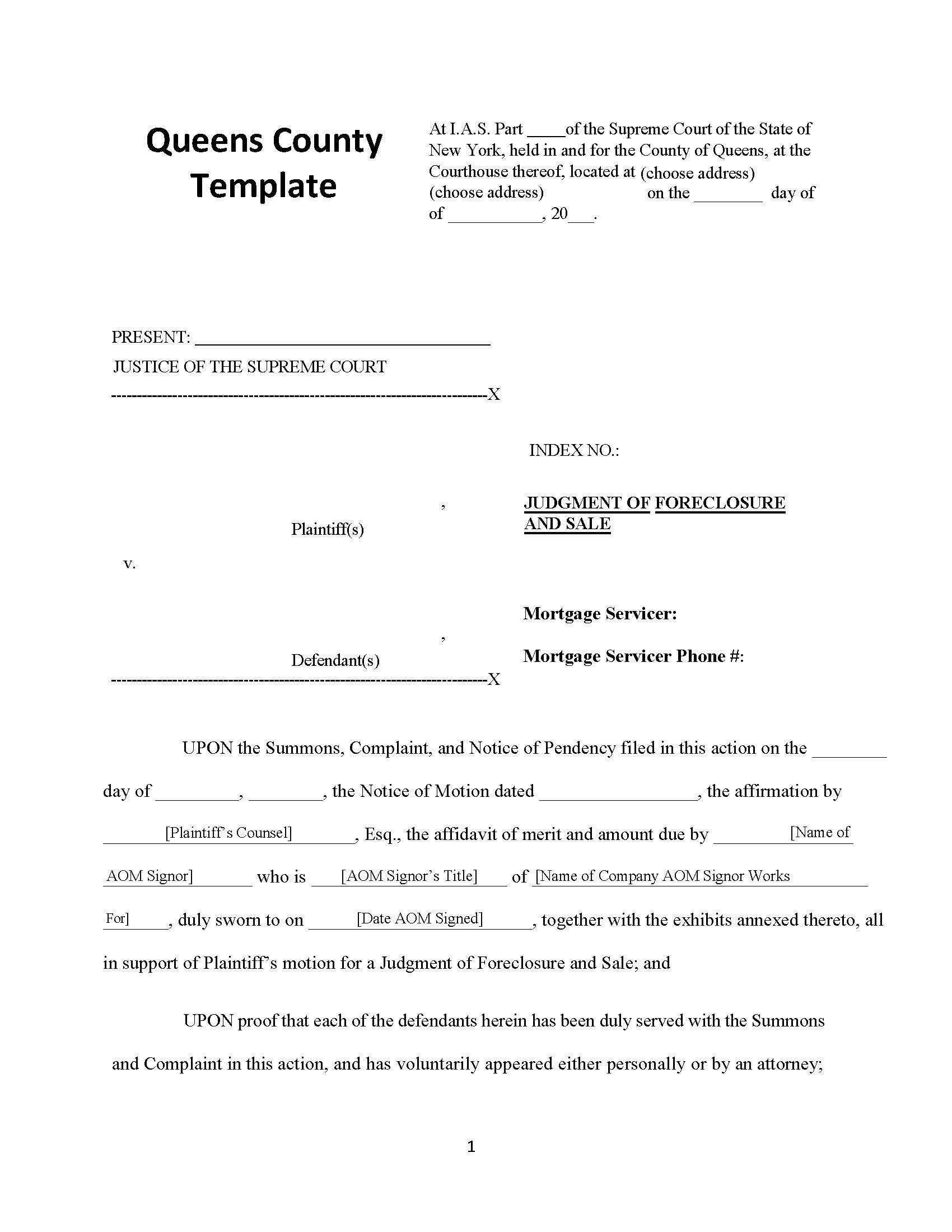 Judgment Of Foreclosure And Sale | Pdf Fpdf Docx | New York