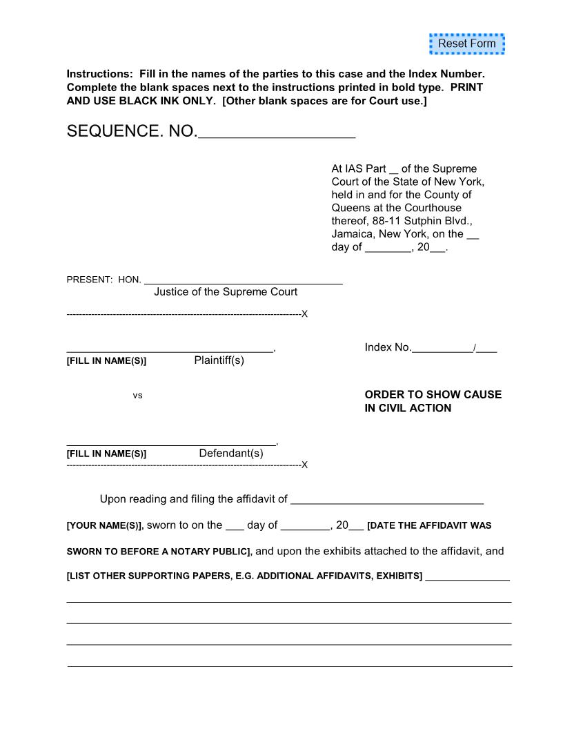 Order To Show Cause In Civil Action | Pdf Fpdf Doc Docx | New York