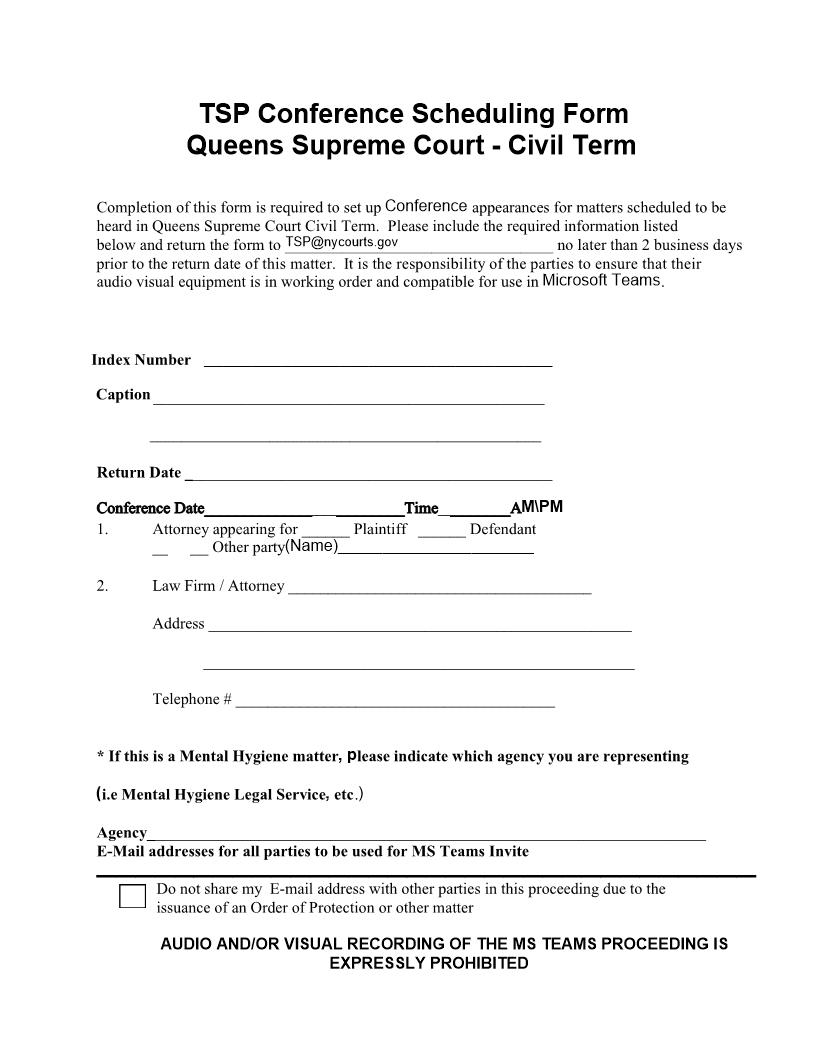 TSP Conference Scheduling Form (Civil Term) | Pdf Fpdf Docx | New York