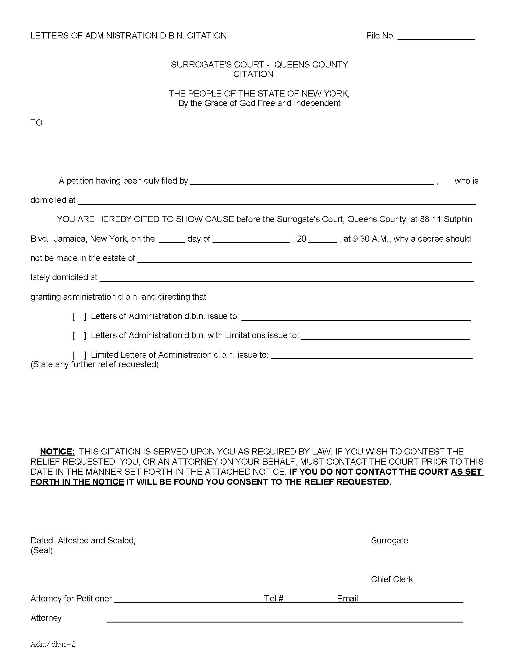 Letters Of Administration DBN Citation {Adm-dbn-2} | Pdf Fpdf Docx | New York